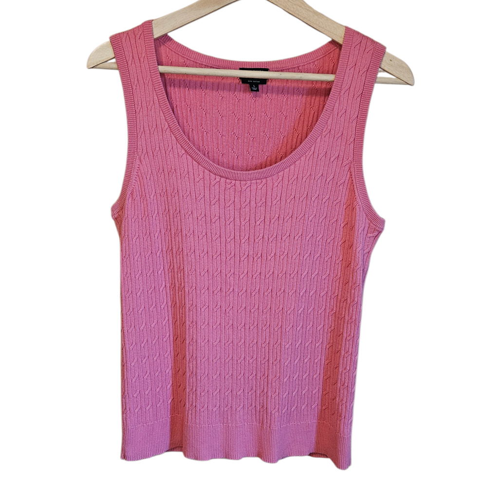 Talbots Petites Large Pink Pima Cotton Cable Knit Sleeveless Tank Top